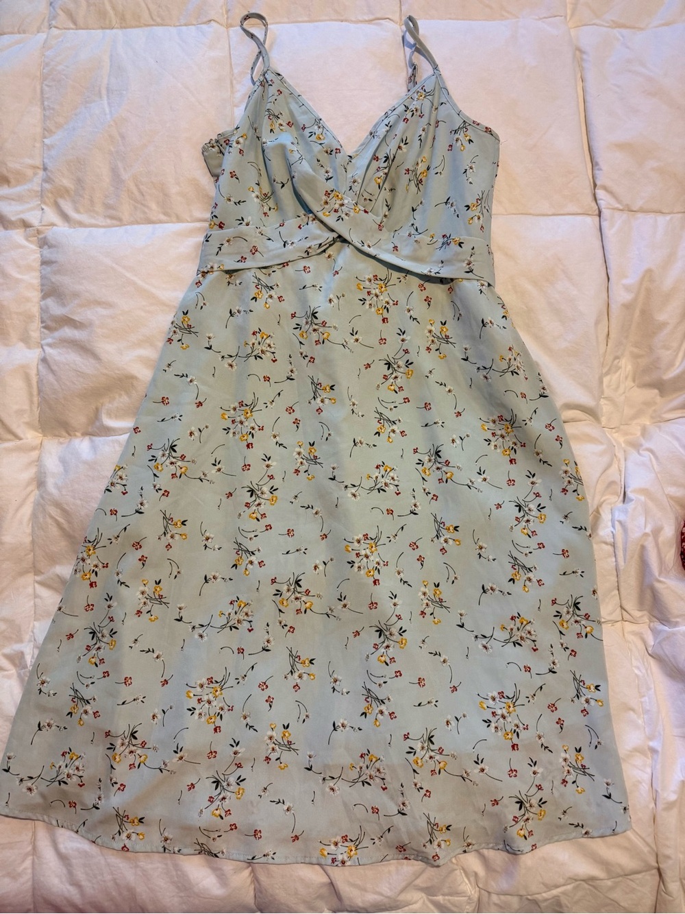 Size 6 Floral Cami Midi Dress Light Blue Cottagecore Spring Summer Dress